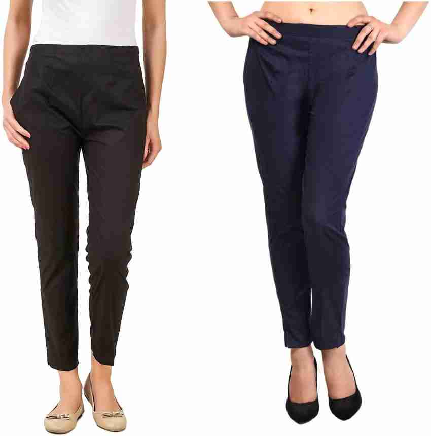 SriSaras Regular Fit, Relaxed Women Dark Blue, Black Trousers - Buy Black &  Navy Blue SriSaras Regular Fit, Relaxed Women Dark Blue, Black Trousers  Online at Best Prices in India
