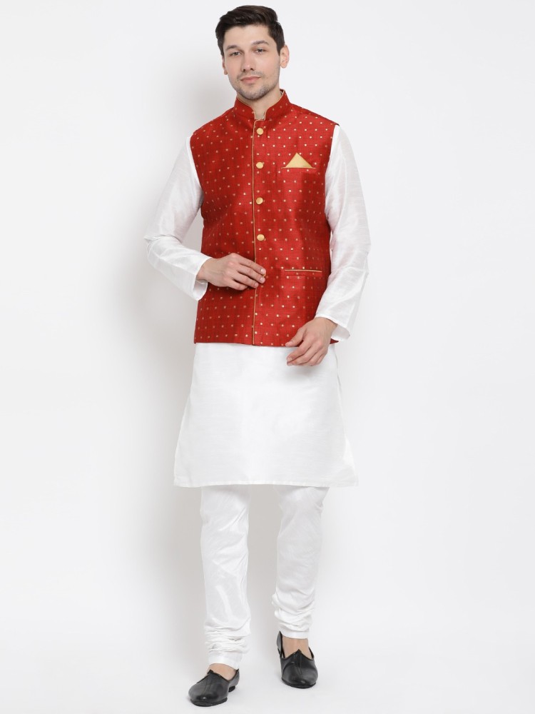 Kurta pajama with red on sale jacket