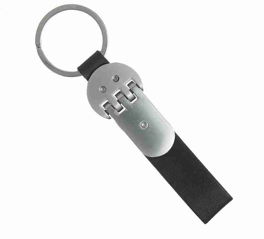 H S Designer Studio Premium Leather Metal Keychain Keyring for