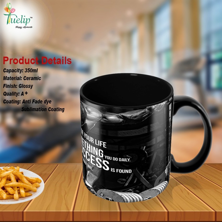 Tuelip Full Black Be Mine Printed Ceramic Mug (350 ml)