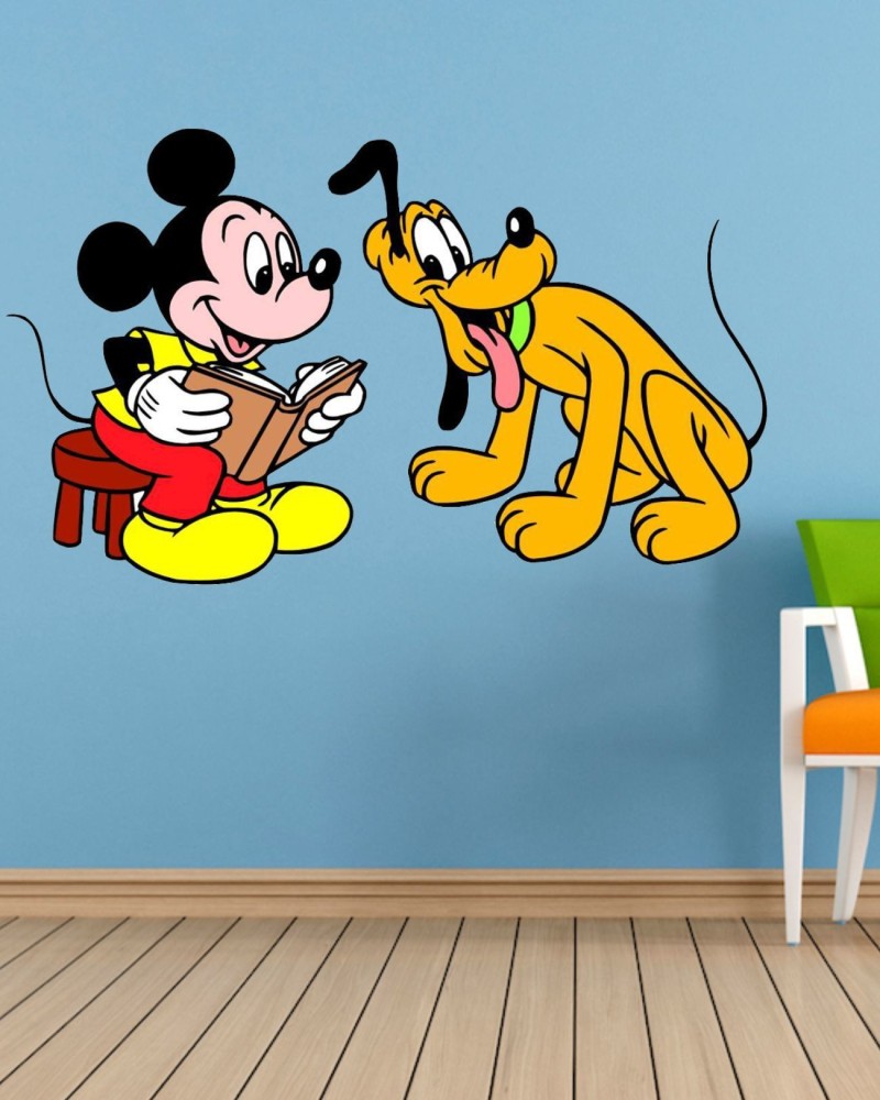 Radheykrishnadecor 100 cm mickey goffy 3D Cartoon PVC Vinyl Wall