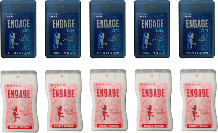 Engage 5 COOL MARINE 5 FLORAL FRESH PACK OF 10 Pocket Perfume