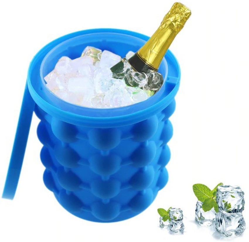 1pc Blue Silicone Ice Bucket, Household Ice Making Mold For Beer, Drink,  Champagne, Creative Ice Cube Maker