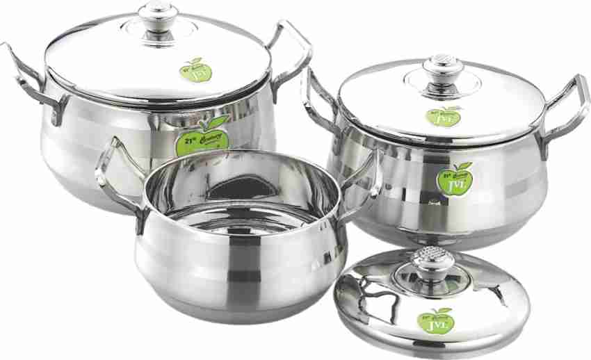  Sumeet Stainless Steel with Copper Bottom Cook and Serve  Essential Handi with Lid - Set of 3 Pcs (1.1 LTR, 1.6 LTR, 2.1 LTR): Home &  Kitchen