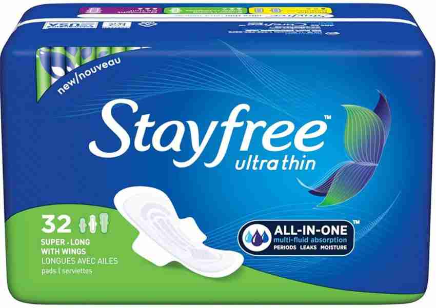 STAYFREE Ultra Thin Long Sanitary Pads With Wings, 32 Count Sanitary Pad, Buy Women Hygiene products online in India