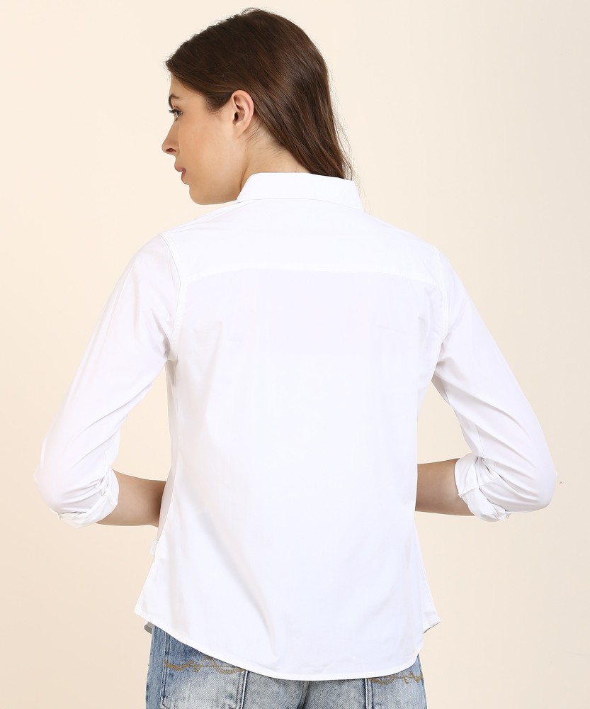 Pepe Jeans Women Solid Casual White Shirt - Buy Pepe Jeans Women Solid  Casual White Shirt Online at Best Prices in India