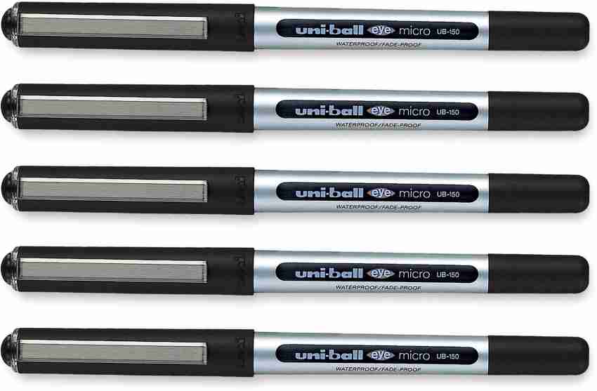 Uni-ball Eye Micro UB-150 Rollerball Pens Black, Pack of 5 