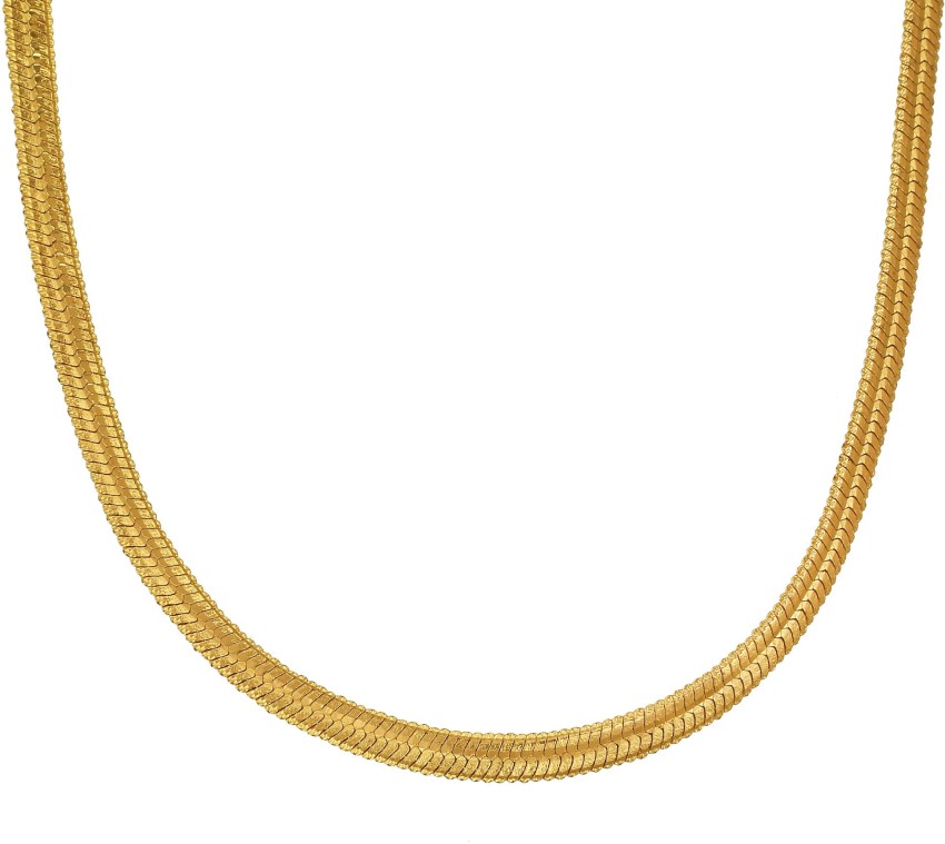 Memoir 24KT Gold plated Snake design flat chain necklace for Men