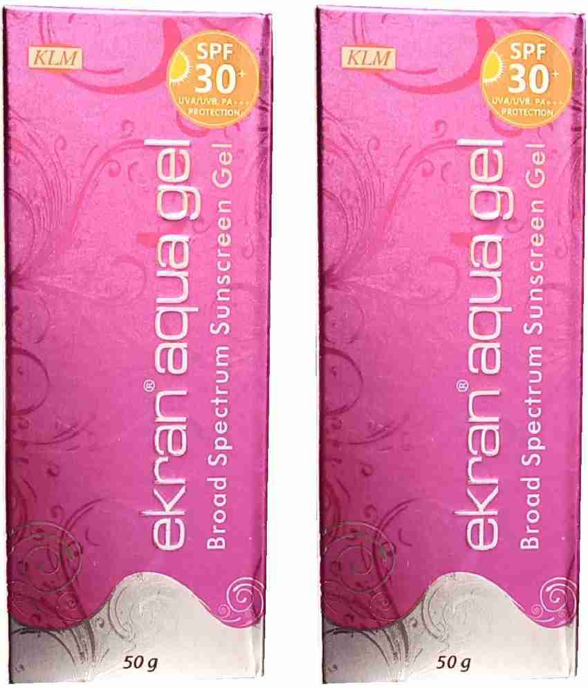 klm Sunscreen SPF 30 PA ekran aqua gel Broad Spectrum Sunscreen Gel Pack of 2 50g Price in India Buy klm Sunscreen SPF 30 PA ekran aqua gel Broad Spectrum