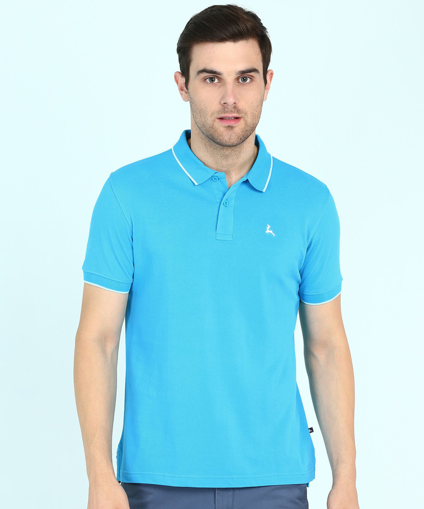 PARX Solid Men Polo Neck Blue T Shirt Buy PARX Solid Men Polo