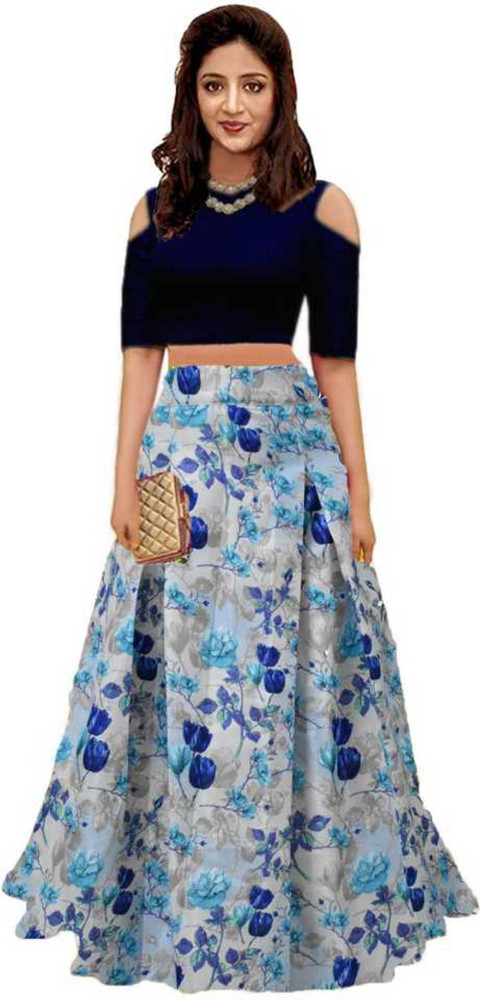 Rise On Fab Printed Semi Stitched Lehenga u0026 Crop Top - Buy Rise On Fab  Printed Semi Stitched Lehenga u0026 Crop Top Online at Best Prices in India |  Flipkart.com