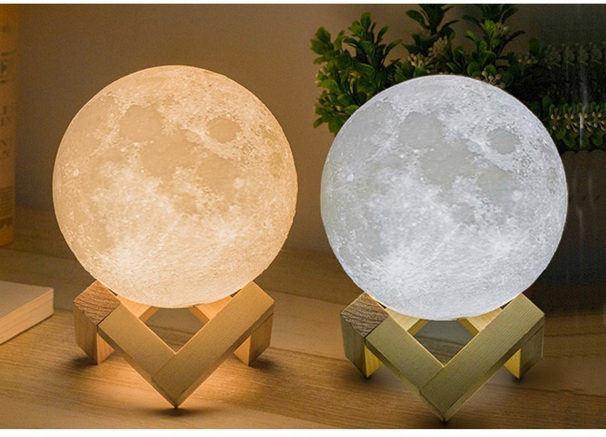 Moon shaped outlet night lamp