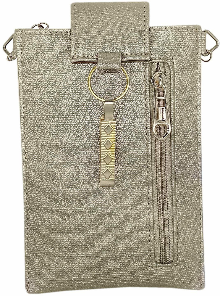 Bagaholics Artificial Leather Saree Clutch Mobile Cover Mobile Pouch with Golden Chain Waist Clip Saree Hook Ladies Purse Gift for Women Mobile Pouch Gold Price in India Flipkart