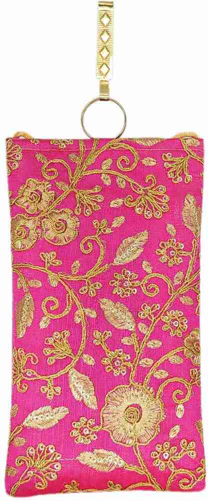 Bagaholics Raw Silk Embroidery Work Saree Clutch Mobile Cover