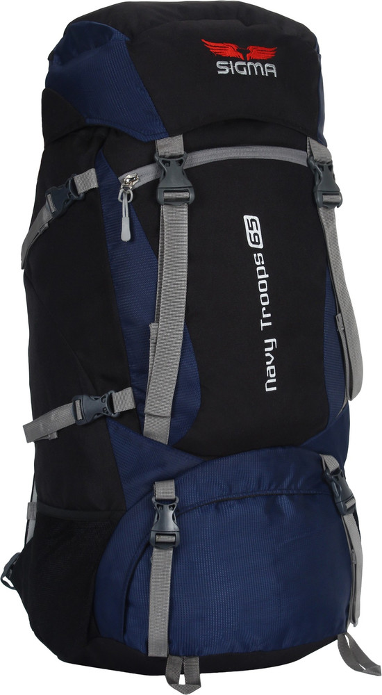 SIGMA NAVY TROOPS 65 LTRS WITH RAIN COVER AND BACK SUPPORT. Rucksack 65 L NAVY BLUE Price in India Flipkart