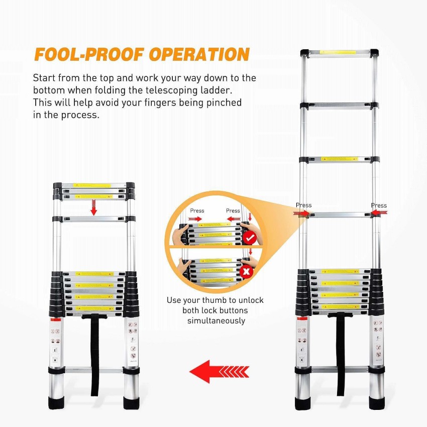 Buy Corvids 18 Feet A-Type Aluminium Telescopic Ladder Online