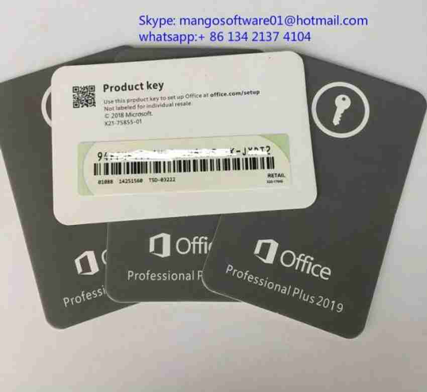 MICROSOFT Office 2019 Professional Plus License Product Key Card