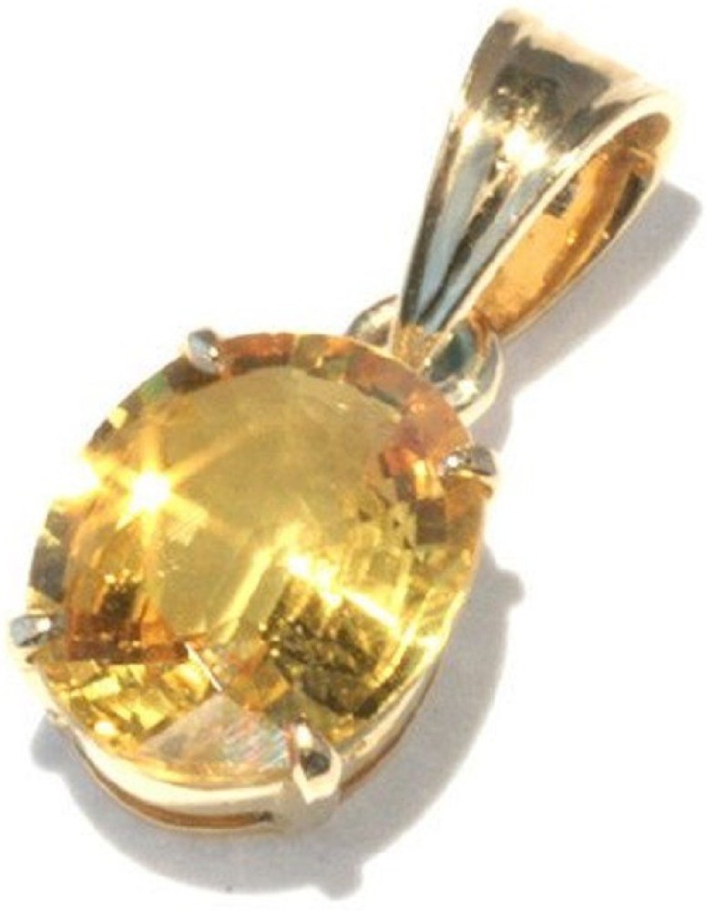 CEYLONMINE Yellow Sapphire Pendant with Natural Pukhraj Stone