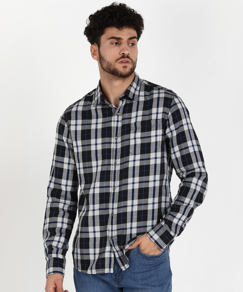 Pepe Jeans Men Checkered Casual Black Grey Shirt