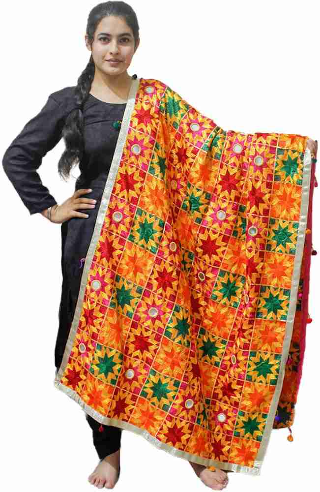 Black phulkari dupatta with hotsell plain suits