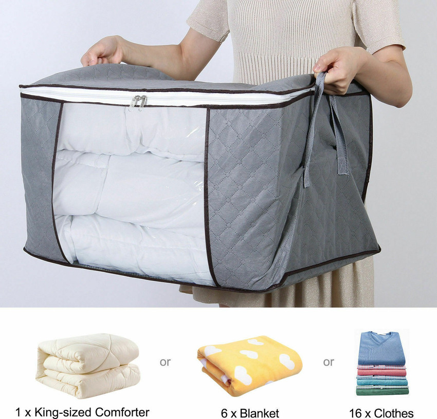 Corslet Storage Bag Large Foldable Clothes Blanket Quilt Closet Sweater Storage Bag Organizer Box Type Storage Bags for Travel Storage Bag for Clothes Storage Bag for Blanket Clothes