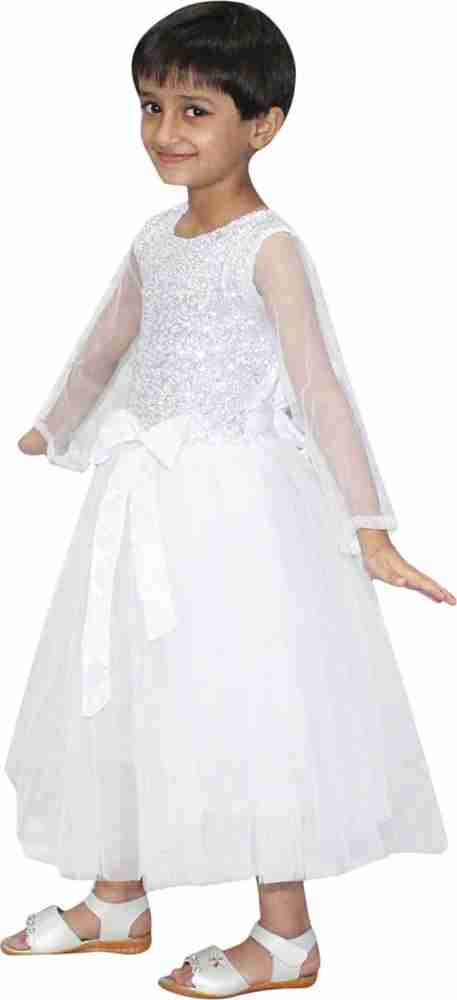 KAKU FANCY DRESSES White Princess Long Net Gown Dress Costume for