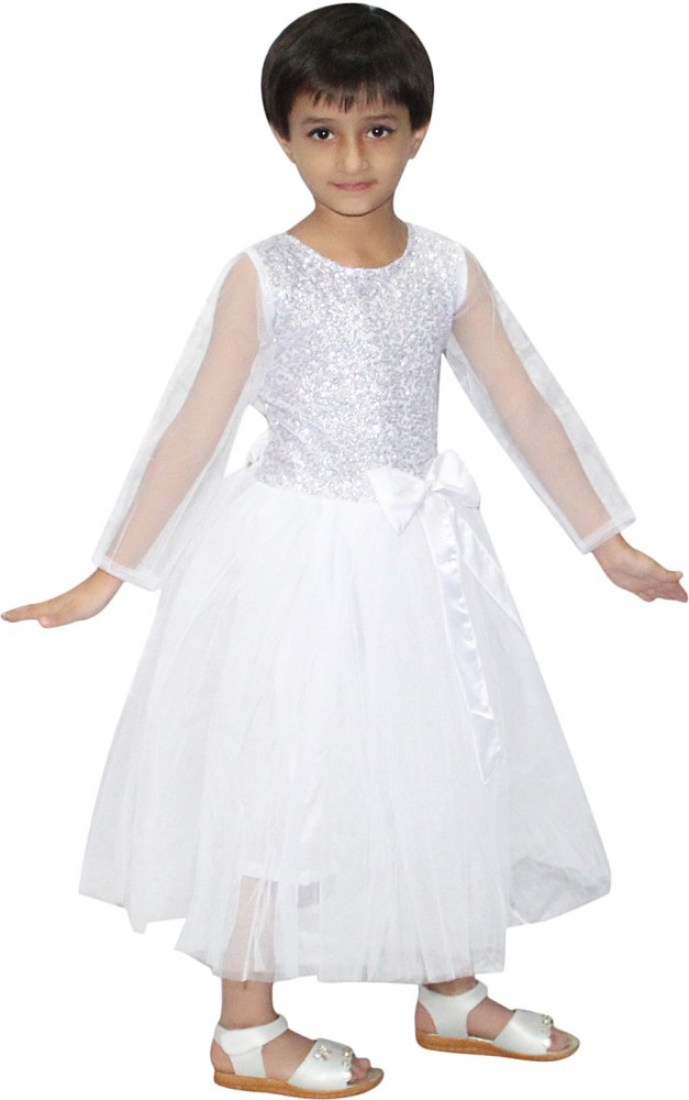 KAKU FANCY DRESSES White Princess Long Net Gown Dress