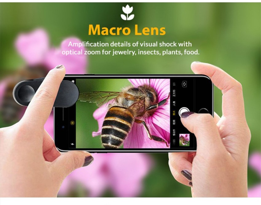 ADCOM Professional 4 in 1 Mobile Phone Camera Lens Kit – 110° Wide Angle  Lens + 1.5x Telephoto Lens + 165° Fisheye Lens + 10x Macro Lens - Universal  Clip On Cell