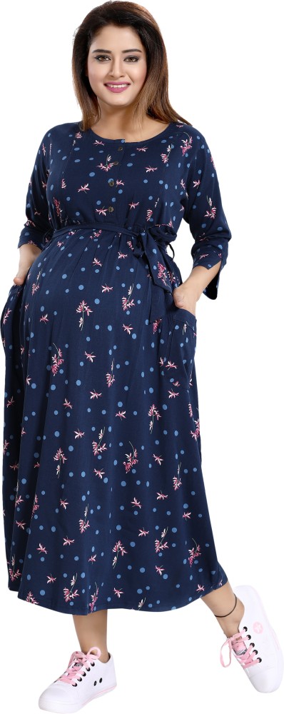 mamma s maternity Women Maxi Blue Dress