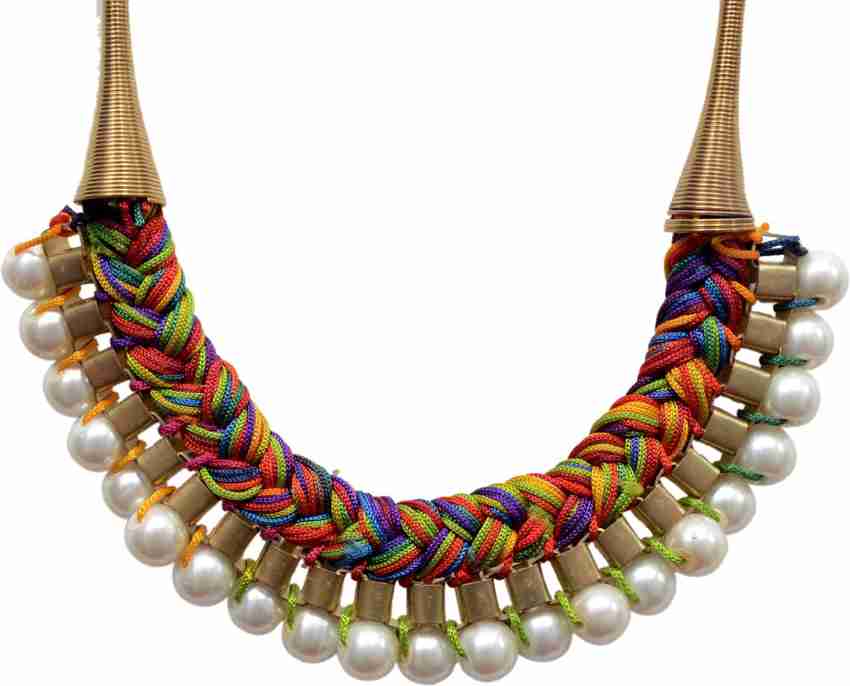 Ambal Double Colour Silk Thread Necklace And Bangles Set - Traditional Ethnic Jewelry