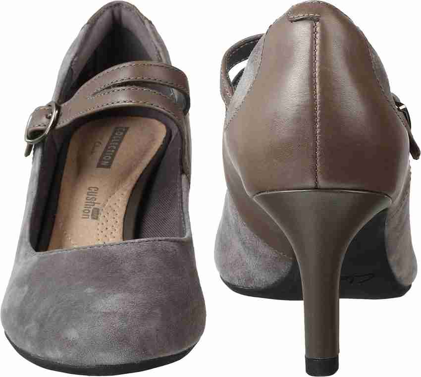 Clarks grey heels on sale