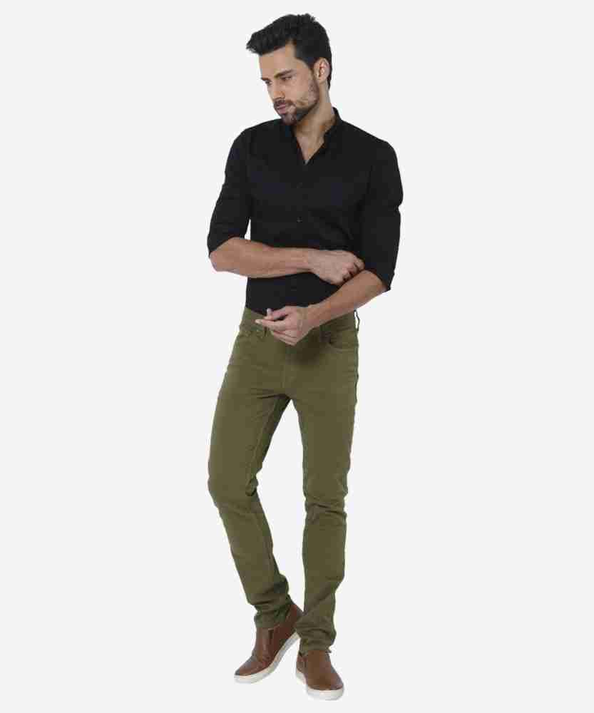 PHOENIX Regular Fit Men Dark Green Trousers - Buy Olivegreen