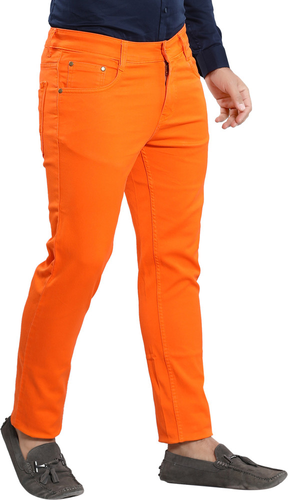 Orange skinny 2024 jeans mens