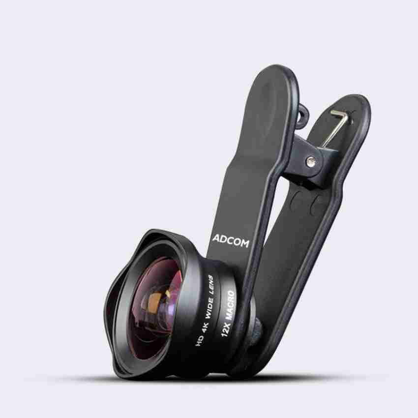 Adcom 12x/24x Macro Mobile Phone Camera Lens with Lens Hood - Compatible  with All iPhone & Android Smartphones (Black)