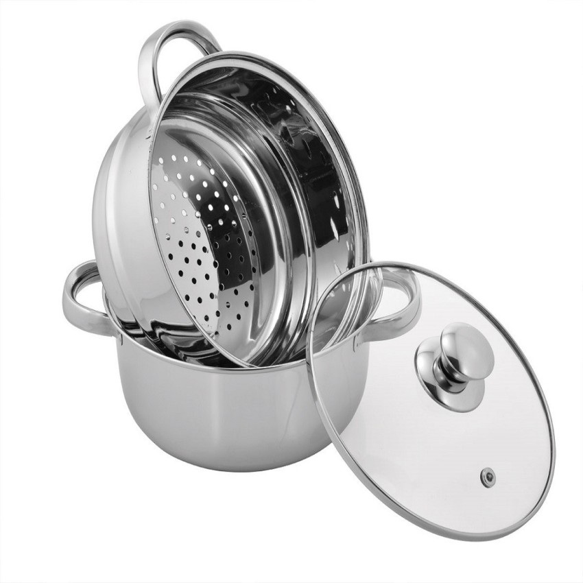 3 Tier Capsule Bottom Steamer for Cooking, 11 IN Large Steamer Pot,  Dumpling Stainless Steel Steamer