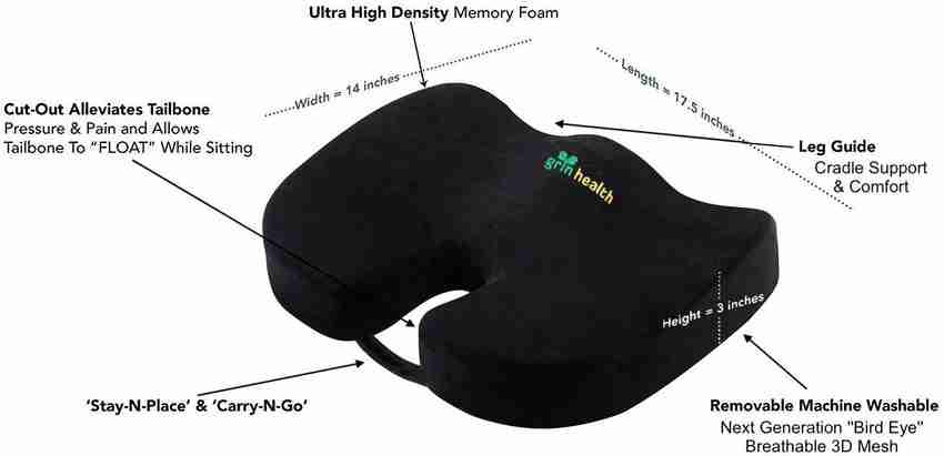 Grin health coccyx seat cushion top