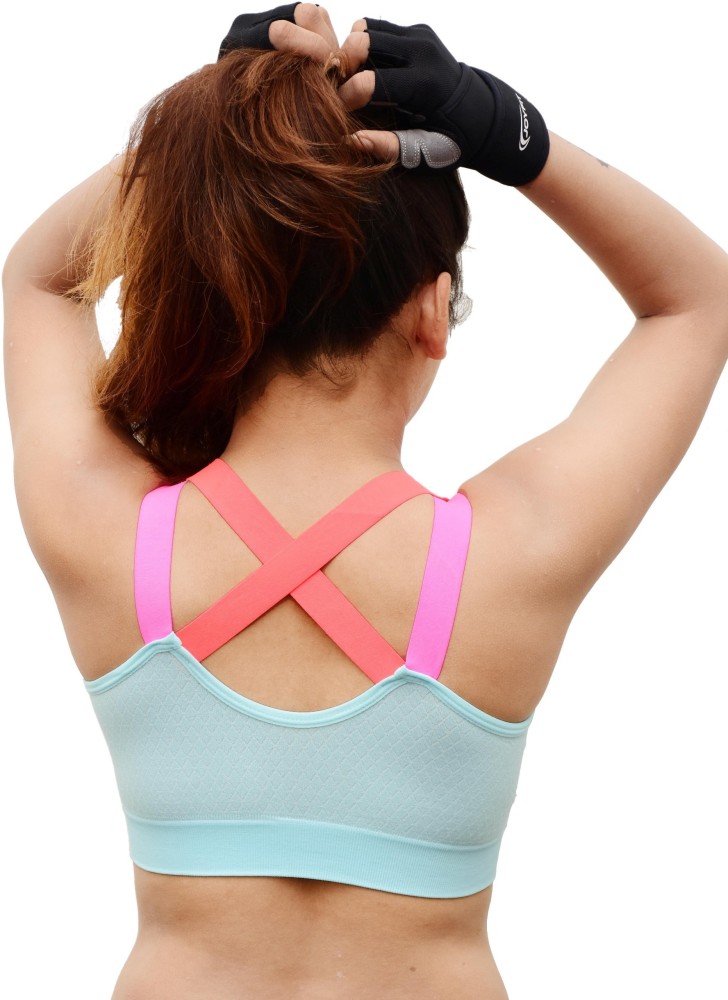 SHEKINI Sports Bras for Women Front Criss-Cross Padded Workout Cami Top  Medium Support Crop Tops