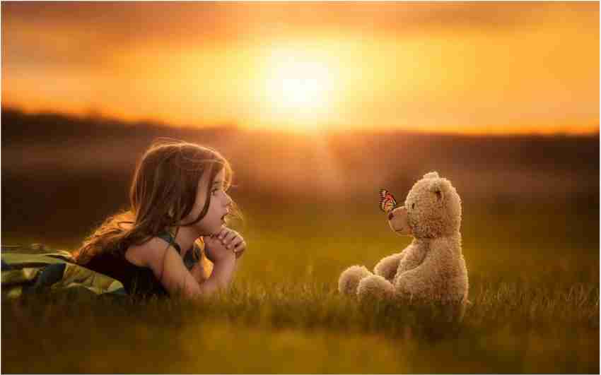 little girl with teddy