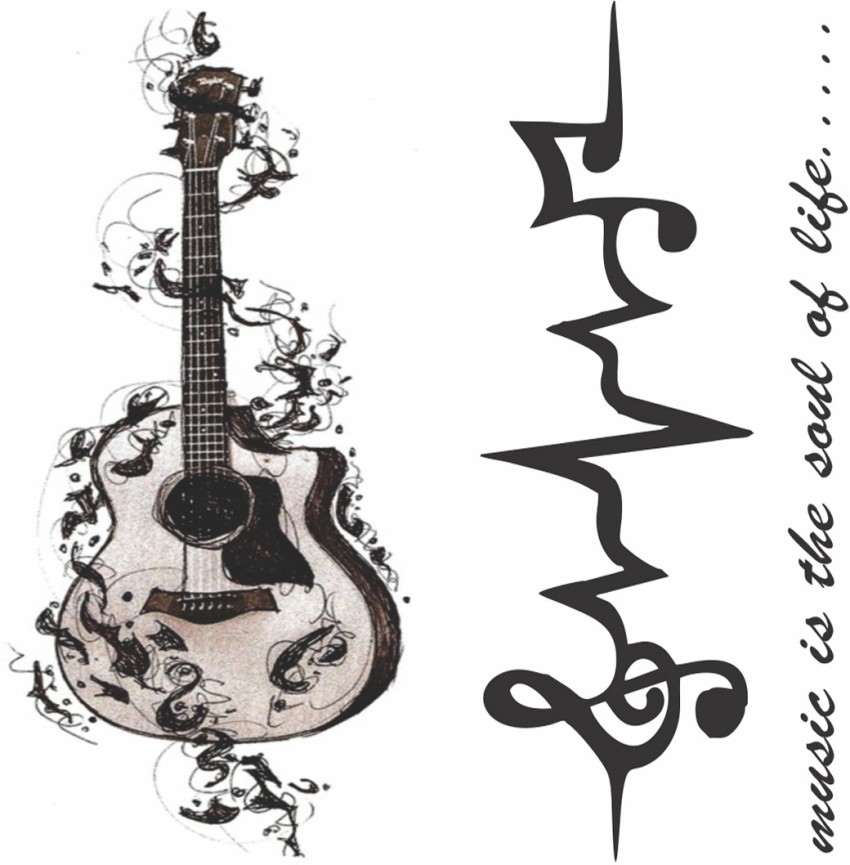 Naksh Tattoos  A popular guitar tattoo design is a guitaraccompanied by  music notes and words or quotes The quotes help make the meaningbehind the  tattoo more apparent to the onlookers It