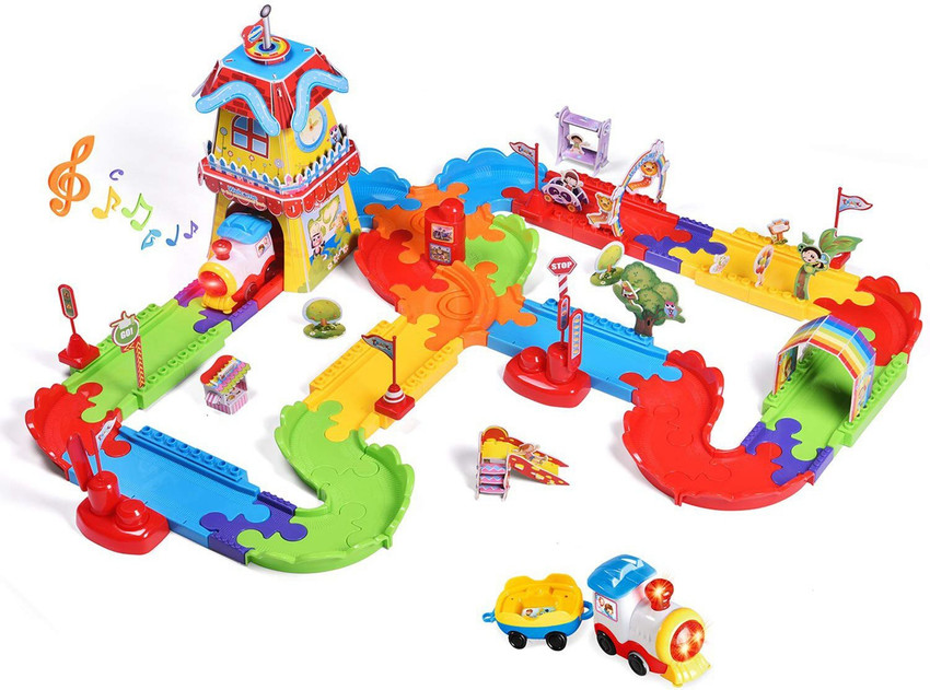 FUN LITTLE TOYS Train Sets with Variable Railway Tracks for Kids