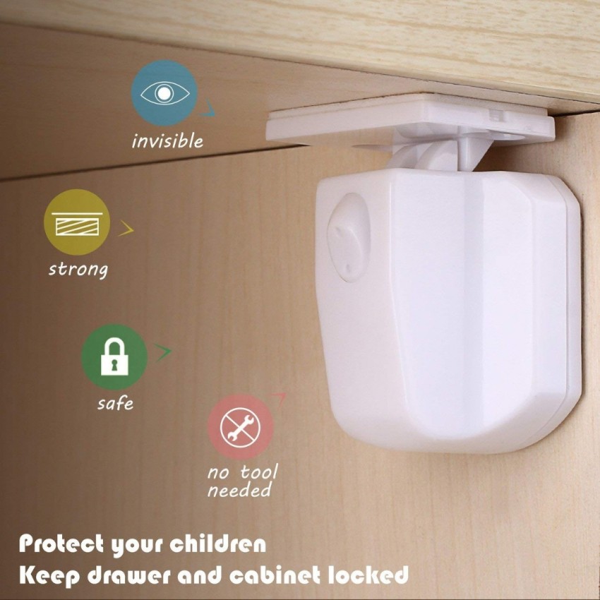 safetywarehouse BabyPro Magnetic Lock Set for Locking cabinets/drawers for  Baby Safety, Set of 4 Locks and 1 Key -Buy Drawer Lock online in India -  Baby Care Store at