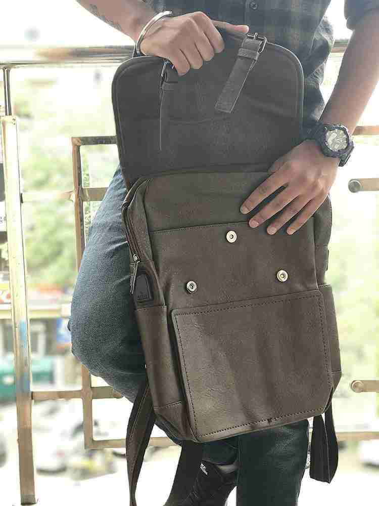 EITHEO Mature Bag Vintage Vegan Leather Laptop Mature Backpack 1 L