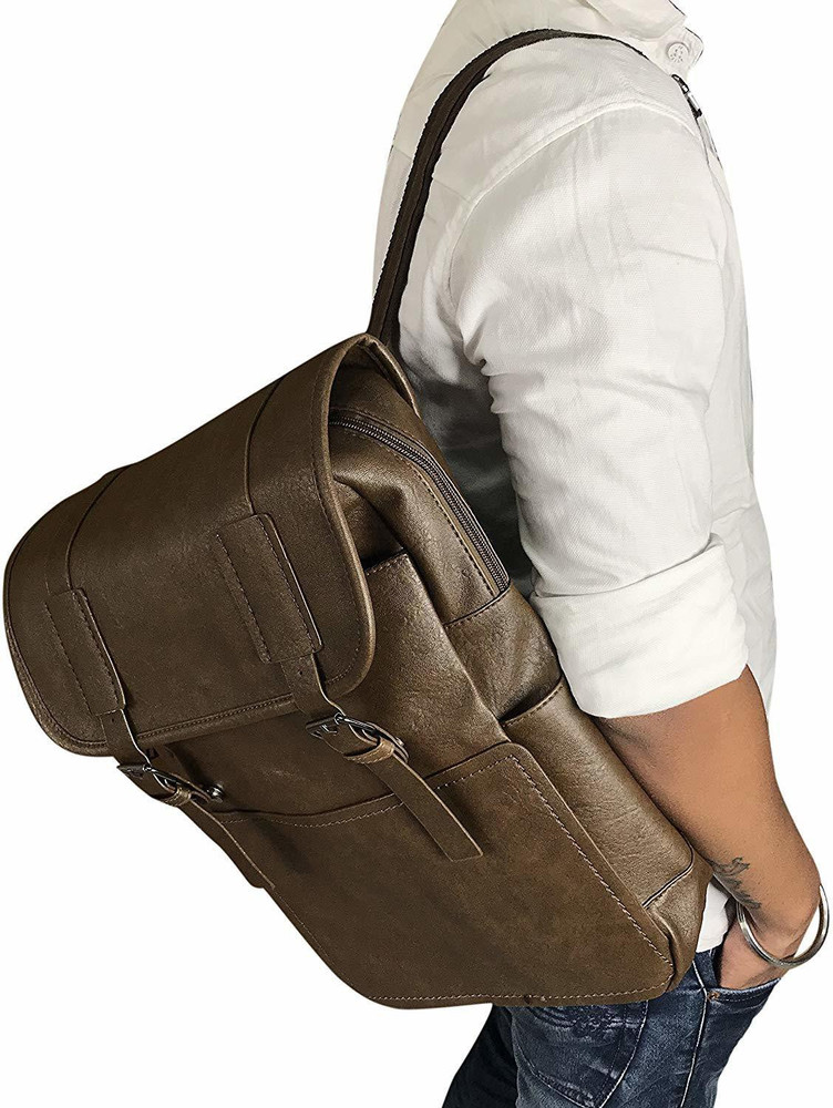 EITHEO Mature Bag Vintage Vegan Leather Laptop Mature Backpack 1 L