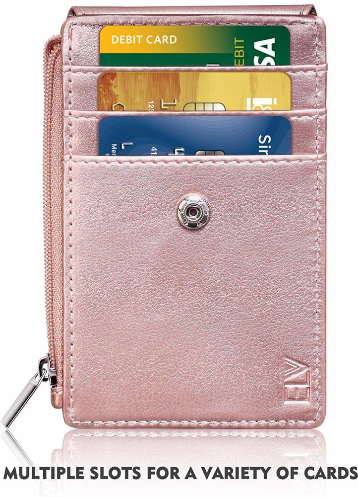 ELV PU Leather ID Badge Card Holder Wallet with 5 Card Slots, 1