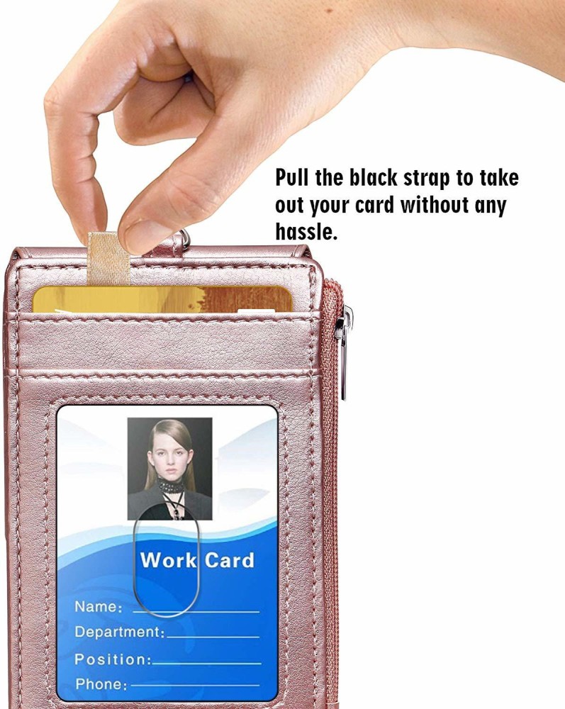 ELV PU Leather ID Batch with 5 Card Slots, 1 Side RFID  Blocking Zipper Pocket 6 Card Holder - Card Holder