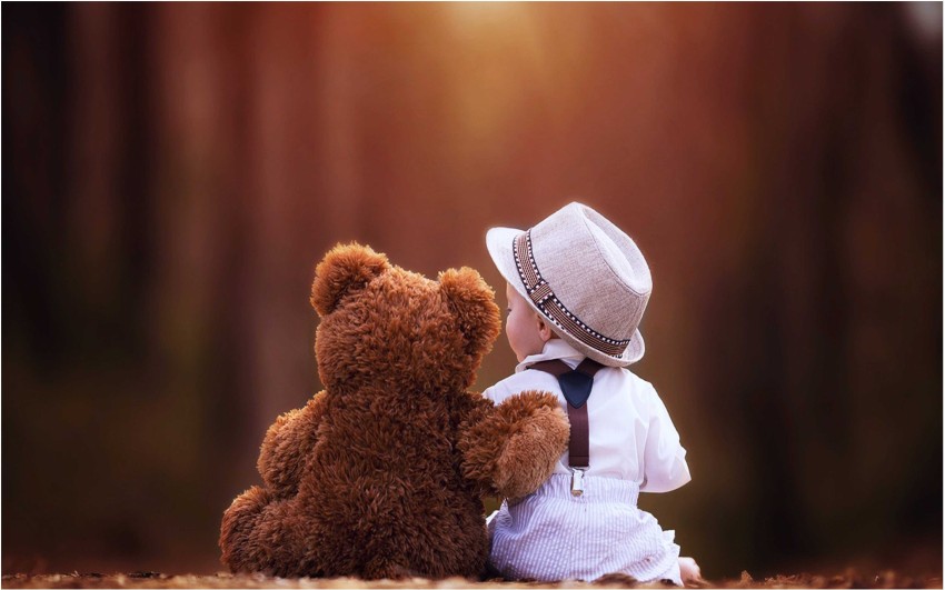 Cute Baby with Teddy Bear Poster Paper Print Children posters in India Buy art film design movie music nature and educational paintings wallpapers at Flipkart