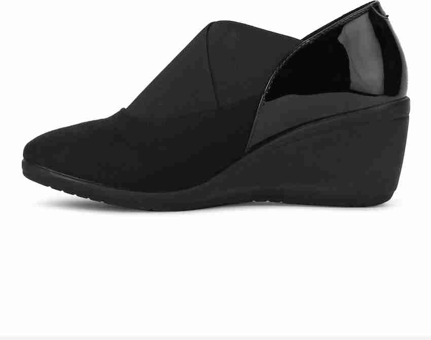 Ladies black 2024 wedge shoes