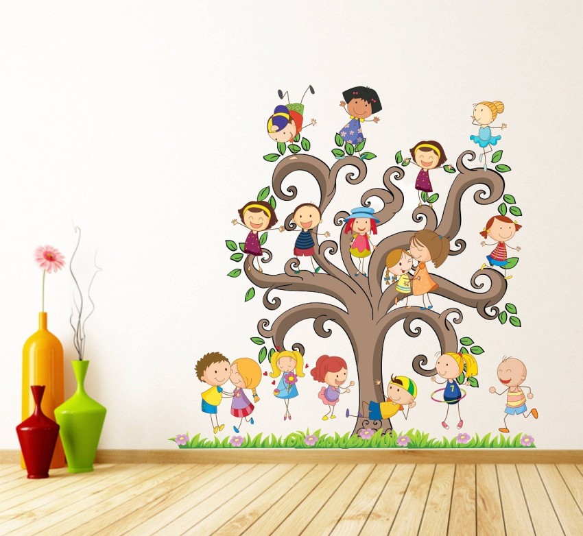 Buy Wallzone Multicolor Vinyl, Pvc Kids Colorful Tree Removable