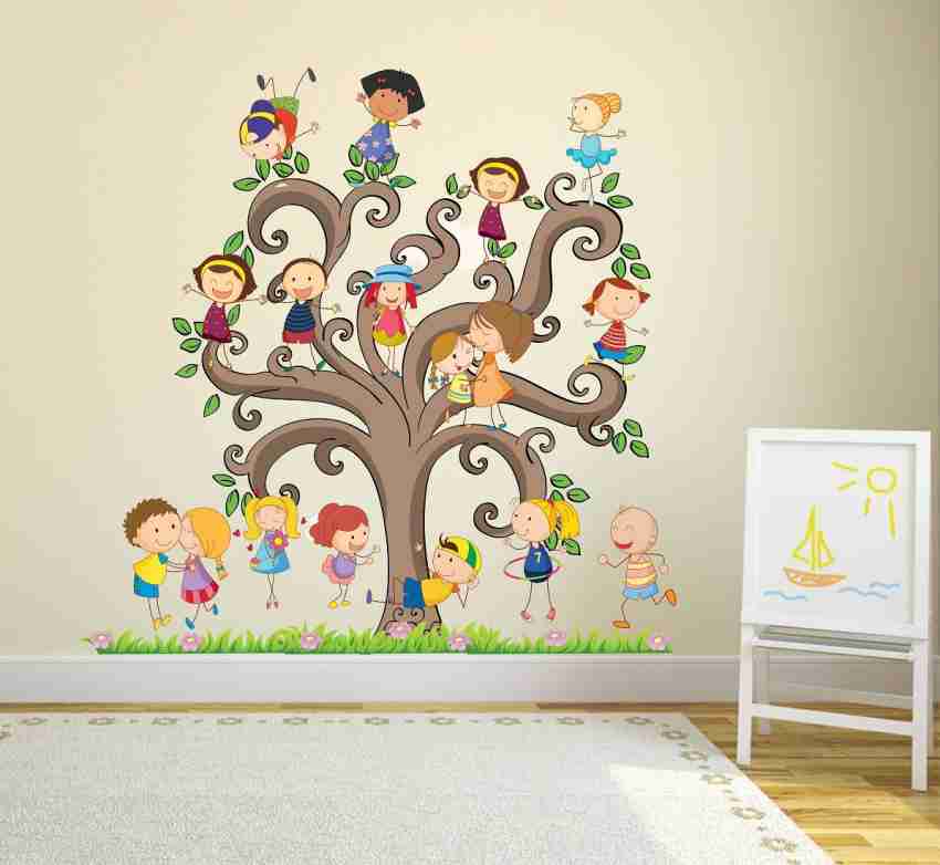 Buy Wallzone Multicolor Vinyl, Pvc Kids Colorful Tree Removable