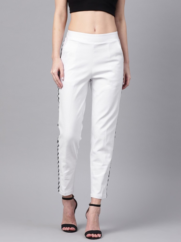 Womens White Linen Tapered Trousers  Peacocks